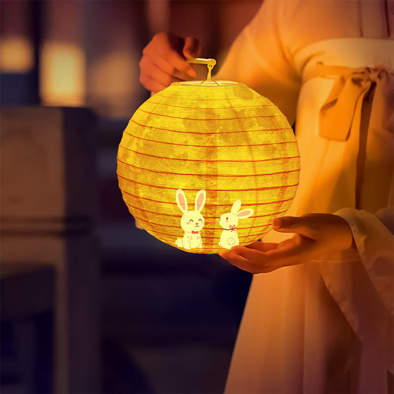 Buddha Stones DIY Rabbit Paper Lantern Lamp Mid-Autumn Festival Lantern Decoration - Two Rabbits Lantern - image 0