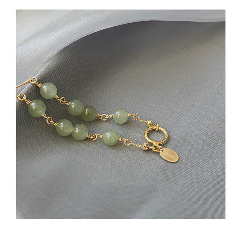 Buddha Stones Unique Natural Hetian Jade 14K Gold filled Luck Beaded Bracelet - image 11