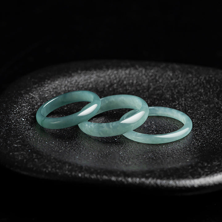 Buddha Stones Natural Jade Prosperity Protection Ring - image 1