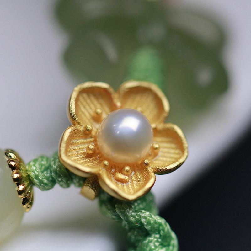 Buddha Stones 925 Sterling Silver Jade Luck Flower Butterfly Bracelet - image 13