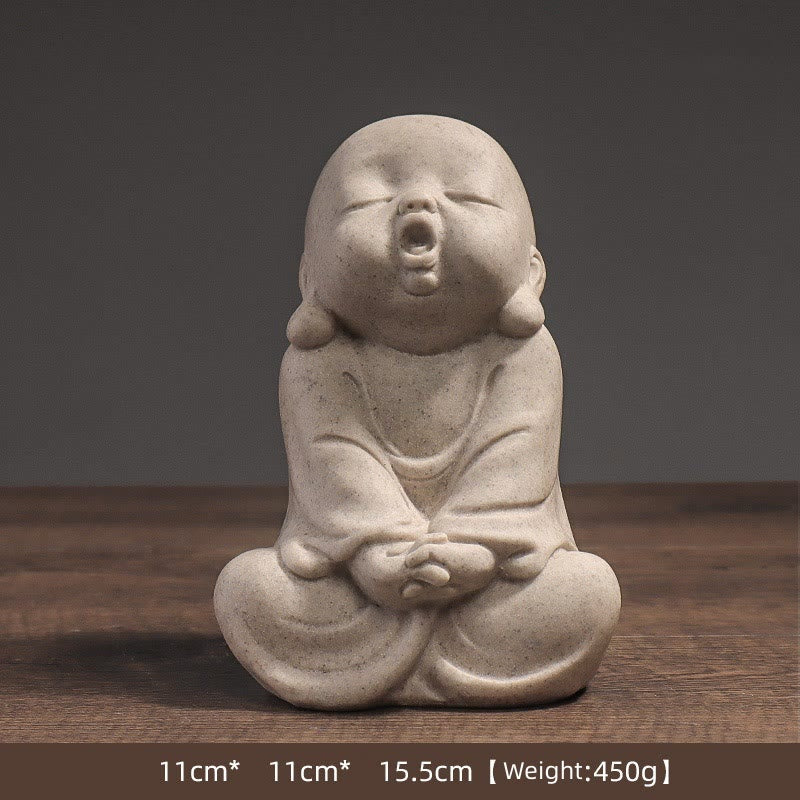 Buddha Stones Tibetan Meditation Buddha Monk Blessing Serenity Resin Home Decoration - Yawning Monk 11cm*11cm*15.5cm - image 6