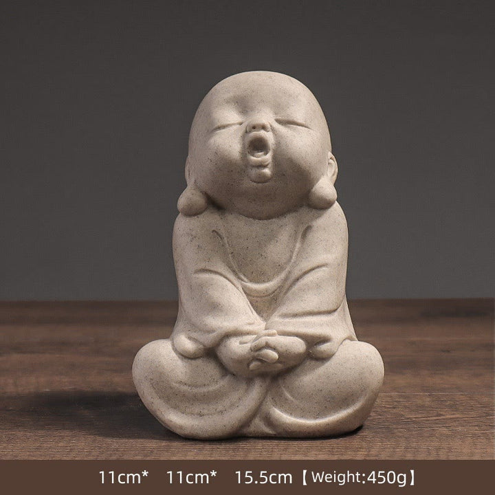 Buddha Stones Tibetan Meditation Buddha Monk Blessing Serenity Resin Home Decoration - Yawning Monk 11cm*11cm*15.5cm - image 6