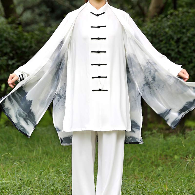 3Pcs Ink Painting Meditation Prayer Spiritual Zen Tai Chi Qigong Practice Unisex Clothing Set - image 3