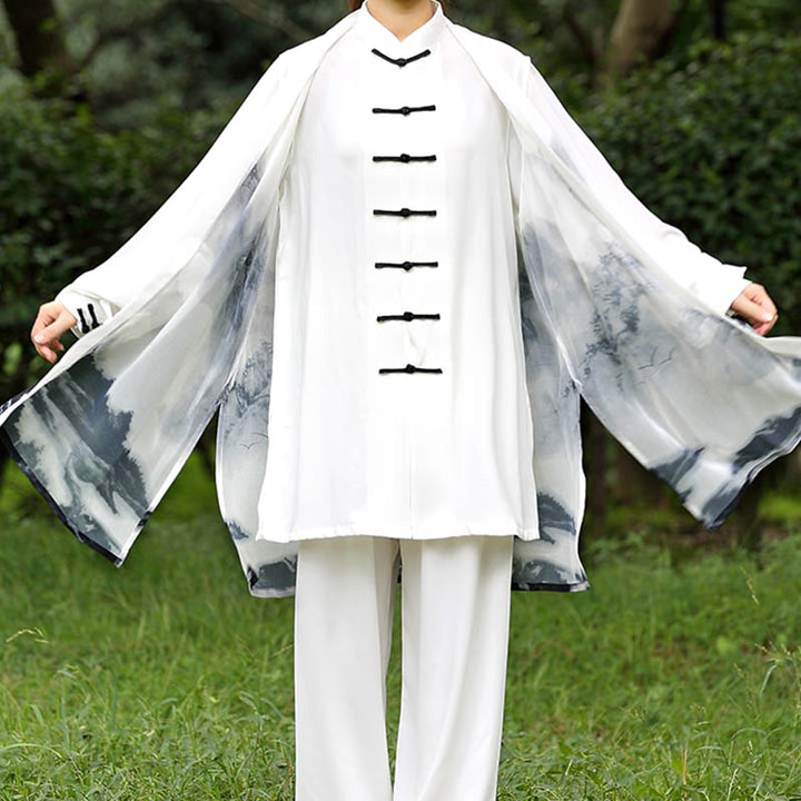 3Pcs Ink Painting Meditation Prayer Spiritual Zen Tai Chi Qigong Practice Unisex Clothing Set - image 3