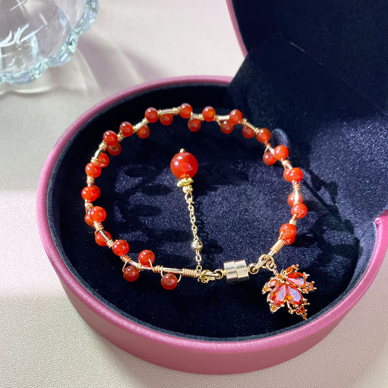 Buddha Stones Red Maple Leaf Luck Charm Bracelet - image 13