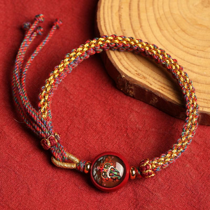 Buddha Stones Colorful Rope Cinnabar Thangka Blessing Braided Bracelet - image 3