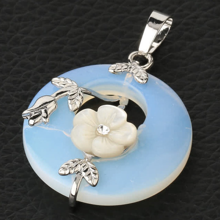 Buddha Stones Various Crystal Amethyst Green Aventurine Flower Healing Necklace Pendant - Opal - image 28