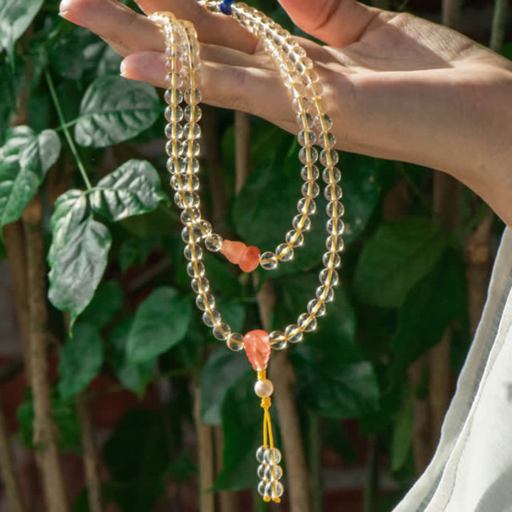 Buddha Stones 108 Mala Beads 925 Sterling Silver Natural Citrine Red Agate White Jade Prosperity Charm Bracelet - image 14