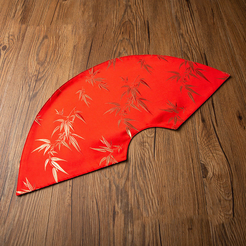 Buddha Stones Vintage Sea Wave Bamboo Plum Blossom Embroidered Cup Mat Pad Tea Cup Coaster Kung Fu Tea Mat - Red Bamboo - Tea Mat 58*25cm - image 26