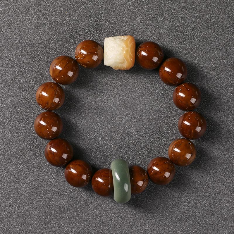 Buddha Stones Purple Bodhi Seed Dancing Lion Wisdom Bracelet - image 1