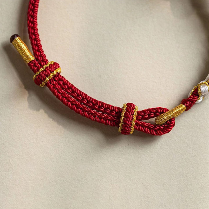 Buddha Stones Handmade True Love Knot Peach Blossom Charm Luck Rope Bracelet - image 14