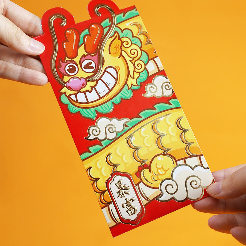 Buddha Stones 6Pcs Chinese Red Envelope Year of the Dragon Lucky Money Envelopes Auspicious Dragon Design 2024 Chinese New Year Dragon Year Envelope - 6Pcs Chinese Red Envelope(8.8*16.8cm) - image 0
