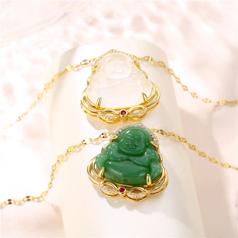 Buddha Stones Natural Laughing Buddha Peace Necklace - image 2