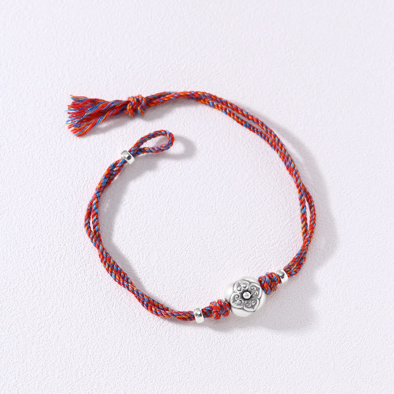 Buddha Stones 999 Sterling Silver Persimmon Luck Multicolored Braided Bracelet - Red Multicolored(Wrist Circumference 13-15cm) - image 16
