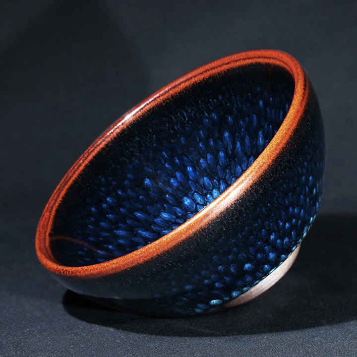 Buddha Stones Handmade Blue Francolinus Spot Chinese Jianzhan Ceramic Teacup Kung Fu Tea Cup Bowl - image 10