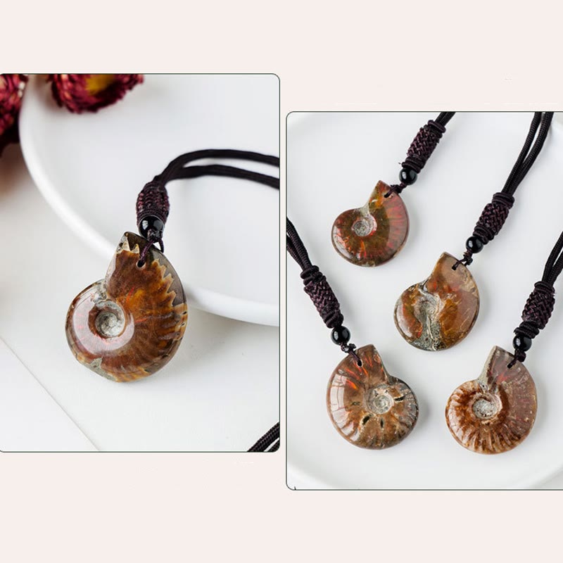 Buddha Stones Natural Ammonite Fossil Snail Pattern Meditation Healing Necklace Pendant - image 7