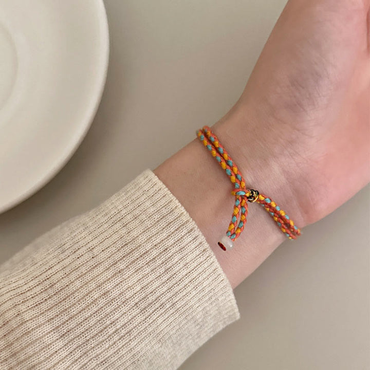 Buddha Stones 999 Sterling Silver Persimmon Luck Multicolored Braided Bracelet - image 10