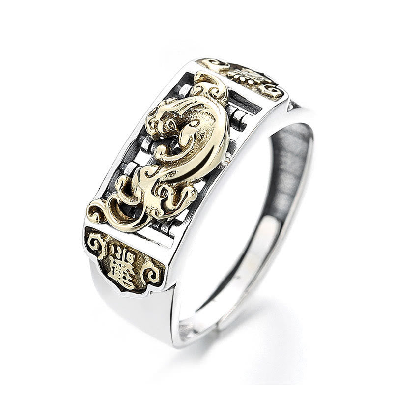 Buddha Stones 925 Sterling Silver PiXiu Luck Wealth Adjustable Ring - PiXiu(Wealth♥Luck) - image 0