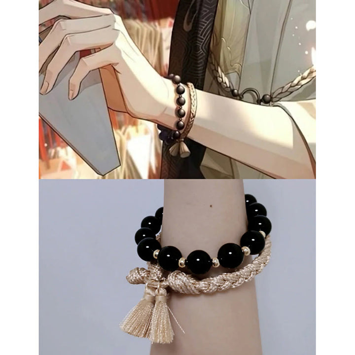 Buddha Stones 2Pcs Black Onyx Bead Support Protection String Bracelet - image 7