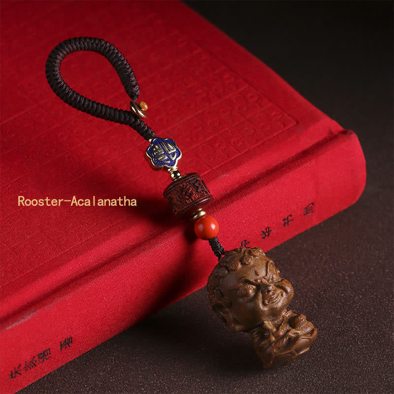 Chinese Zodiac Natal Buddha Green Sandalwood Om Mani Padme Hum Peace Key Chain - Rooster-Acalanatha - image 16