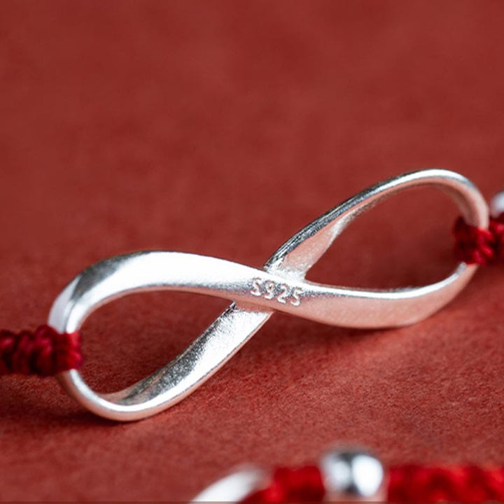 Buddha Stones 925 Sterling Silver Endless Knot Protection Luck Red String Bracelet Anklet - image 15