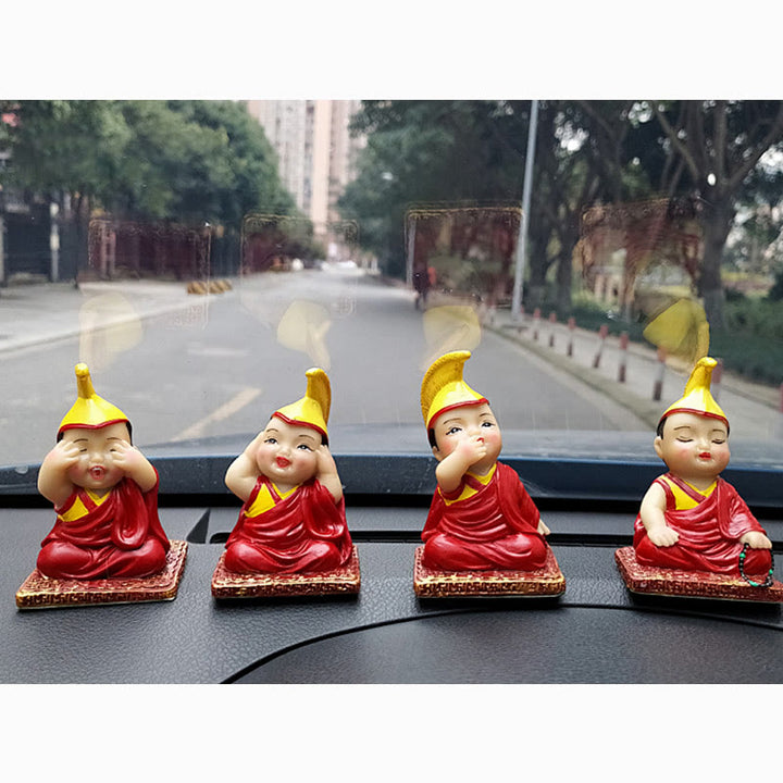 Buddha Stones Hand Painted Tibetan Lama Figures Carved Creative Home Office Car Decoration Ornament - image 20
