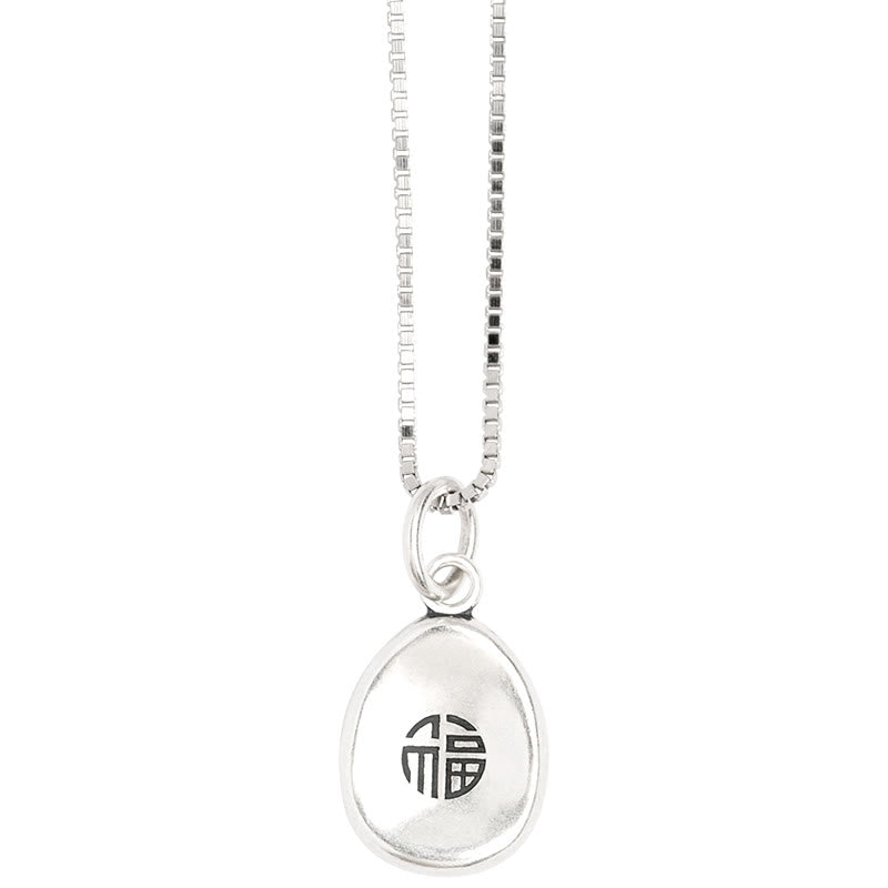 Buddha Stones 999 Sterling Silver Peace And Joy Fu Character Luck Fortune 925 Sterling Silver Chain Necklace Pendant - image 4
