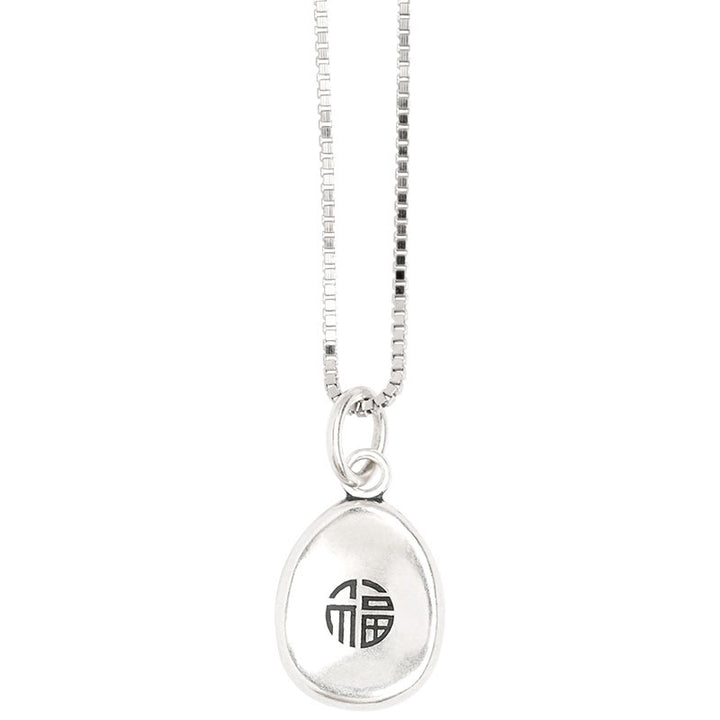 Buddha Stones 999 Sterling Silver Peace And Joy Fu Character Luck Fortune 925 Sterling Silver Chain Necklace Pendant - image 4