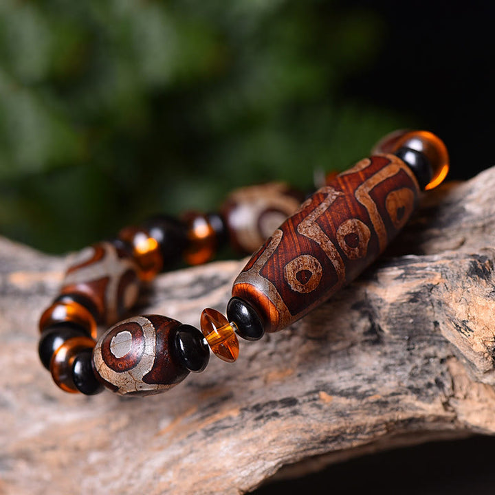 Buddha Stones Tibetan Retro Natural Nine-Eye Dzi Bead Blessings Bracelet - image 2