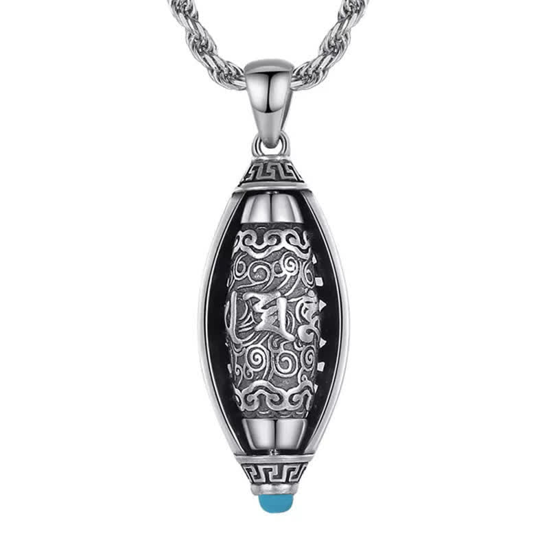 Buddha Stones Tibet Om Mani Padme Hum Protection Necklace Rotatable Pendant - image 7