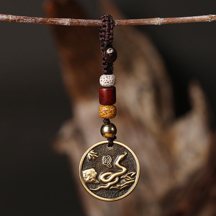 Chinese Zodiac Copper Luck Keychain Decoration - Snake - image 6