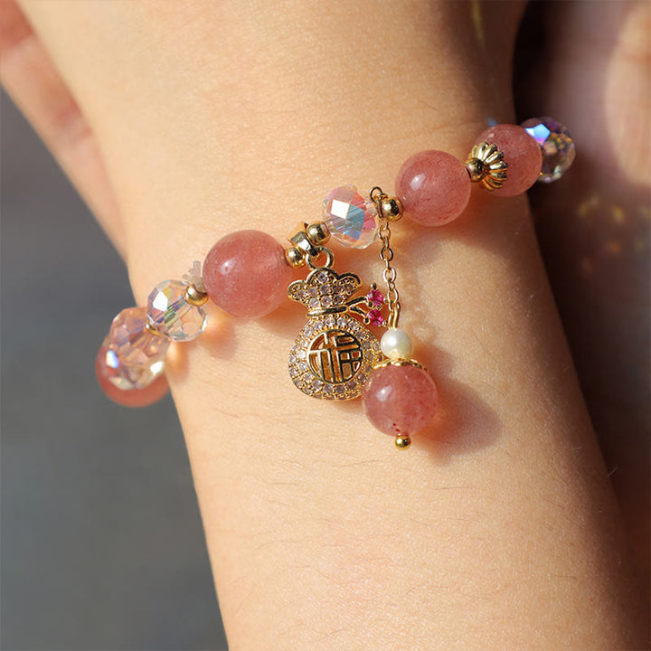 Buddha Stones "Wishing Love and Sweet Blessings"Strawberry Quartz Bracelet Includes Gift Message Card - image 4
