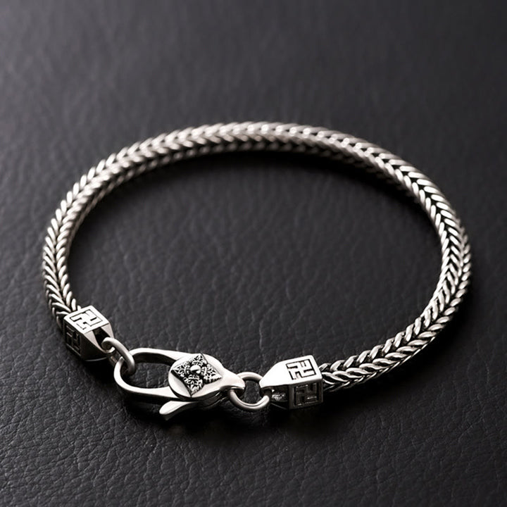 Buddha Stones Tibetan Double Dorje Vajra Swastika Spiritual Power Chain Bracelet - 22cm - image 0