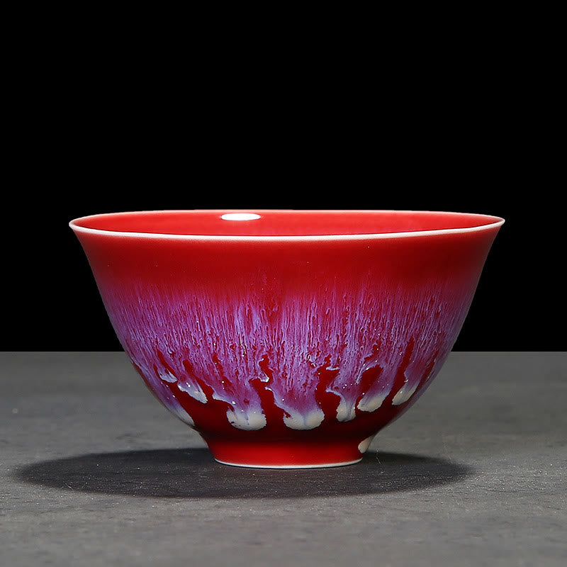 Buddha Stones Chinese Jianzhan Glaze Kiln Change Ceramic Teacup Tenmoku Kung Fu Tea Cup - Red - 8.3cm*4.7cm*95ml - image 24