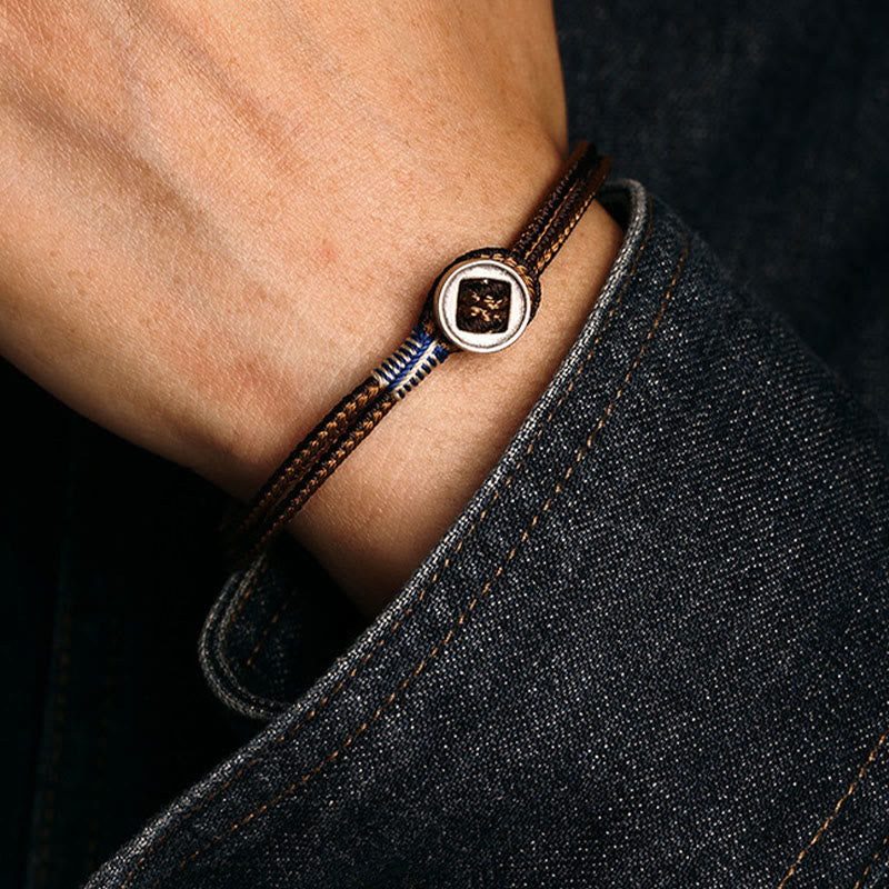 Buddha Stones  925 Sterling Silver Handmade Button Protection Weave String Bracelet - image 13