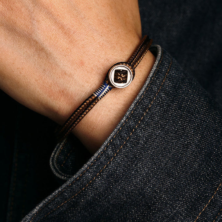 Buddha Stones  925 Sterling Silver Handmade Button Protection Weave String Bracelet - image 13
