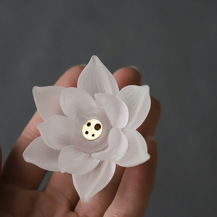 Buddha Stones Mini Lotus Liuli Crystal Healing Meditation Stick Incense Burner - image 16