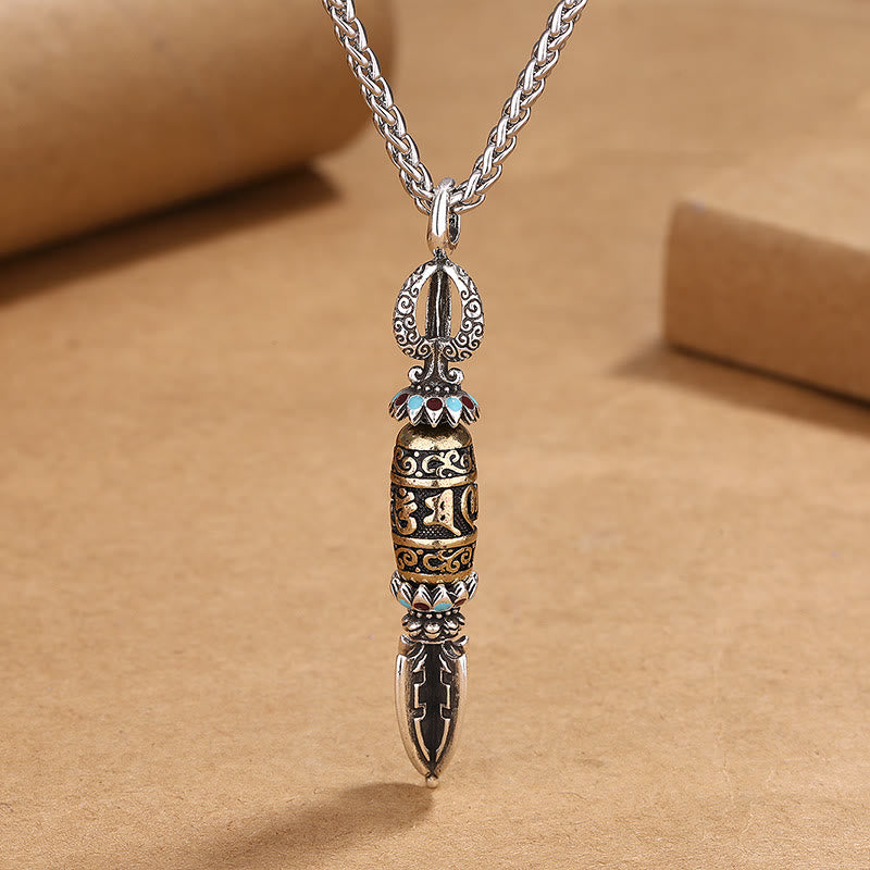 Buddha Stones Tibetan Om Mani Padme Hum Protection Wealth Rotatable Necklace Pendant - Om Mani Padme Hum-2 - image 3