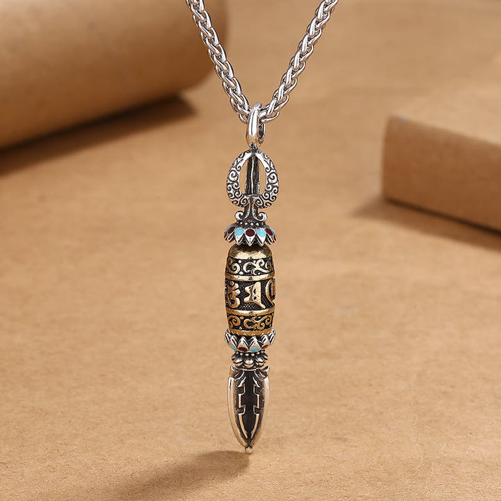 Buddha Stones Tibetan Om Mani Padme Hum Protection Wealth Rotatable Necklace Pendant - Om Mani Padme Hum-2 - image 3