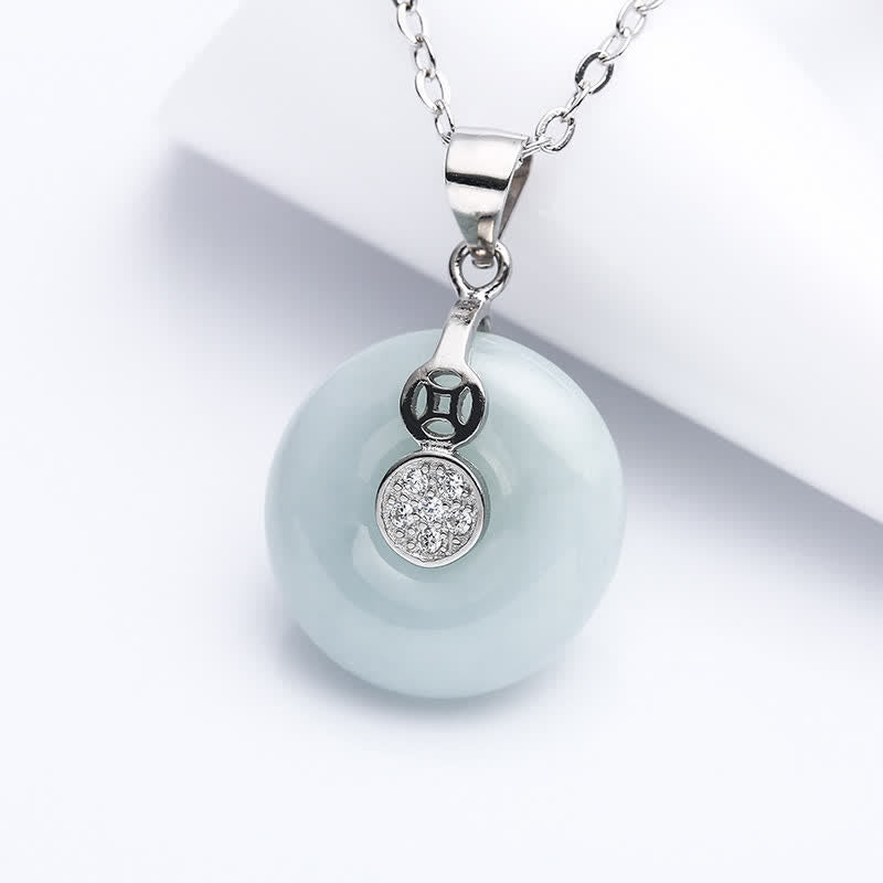 Buddha Stones 925 Sterling Silver Peace Buckle Jade Coin Luck Necklace Pendant - Jade(Prosperity♥Abundance) - image 0