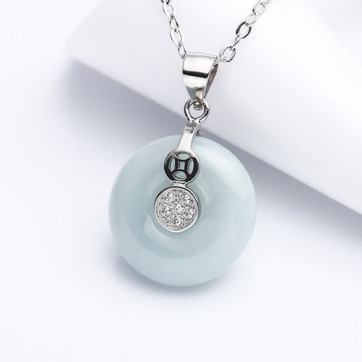 Buddha Stones 925 Sterling Silver Peace Buckle Jade Coin Luck Necklace Pendant - Jade(Prosperity♥Abundance) - image 0