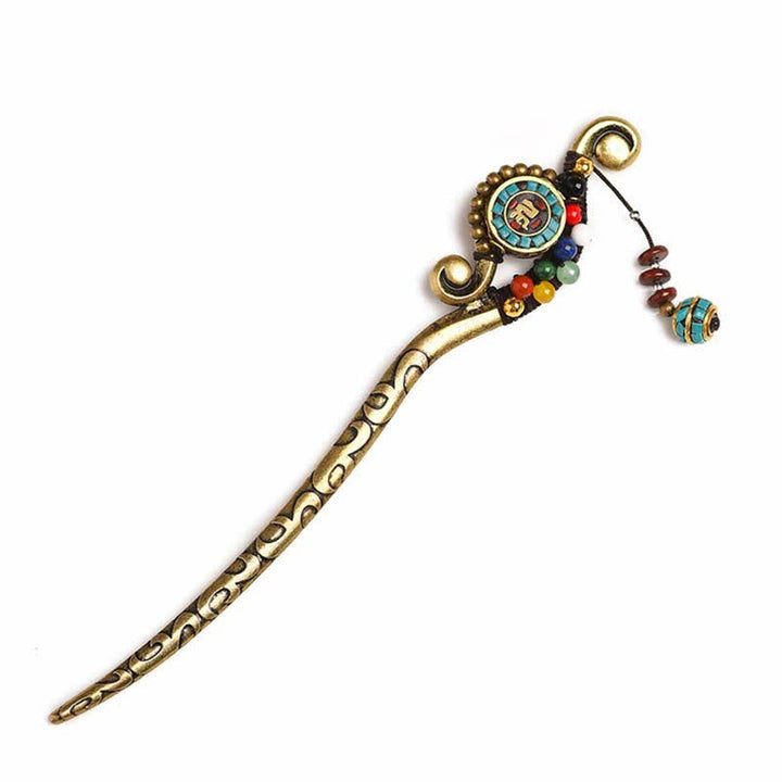 Tibetan Turquoise Agate Protection Hairpin Decorations - image 7