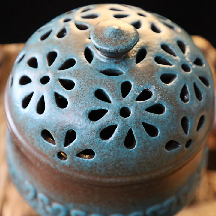 Buddha Stones Mini Hollow Spiritual Meditation Ceramic Small Incense Burner Decoration - image 6