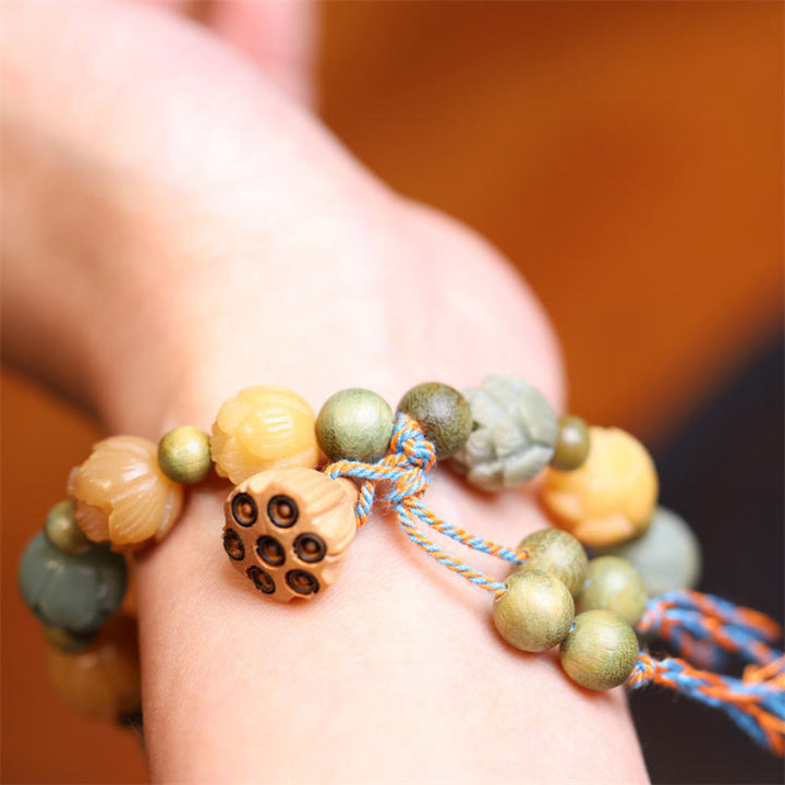 Buddha Stones Bodhi Seed Lotus Green Sandalwood Wisdom Harmony Bracelet - image 6