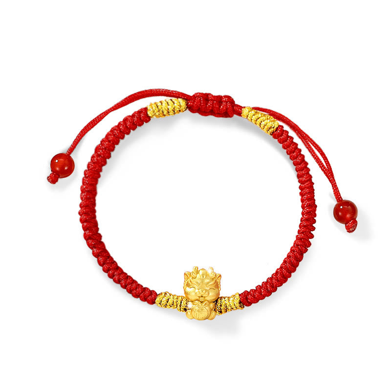 Buddha Stones 999 Sterling Silver Year of the Dragon Copper Coin Fortune Dragon Fu Character Luck Handcrafted Red String Braided Bracelet - Fu Character Dragon(Wrist Circumference 14-21cm) - image 14
