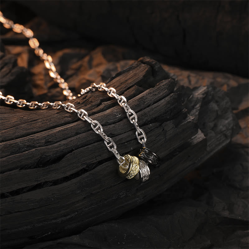 Buddha Stones 925 Sterling Silver Retro Tang Dynasty Flower Design Luck Energy Chain Necklace Pendant - image 1