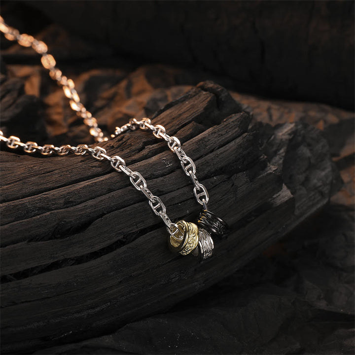 Buddha Stones 925 Sterling Silver Retro Tang Dynasty Flower Design Luck Energy Chain Necklace Pendant - image 1