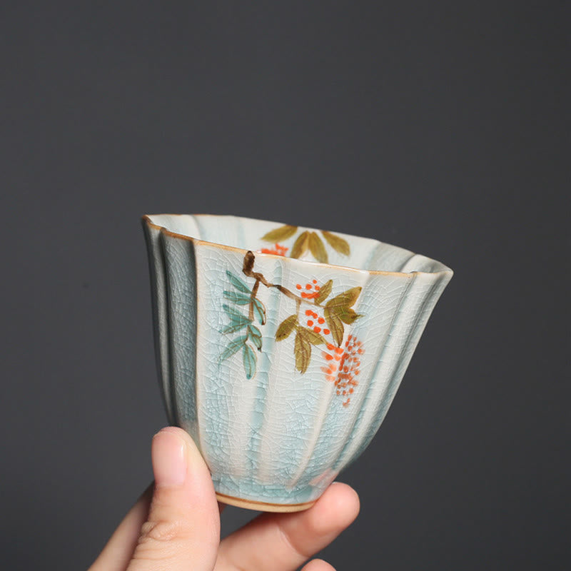 Buddha Stones Loquat Dogwood Hawthorn Morning Glory Ceramic Teacup Kung Fu Tea Cup - image 7