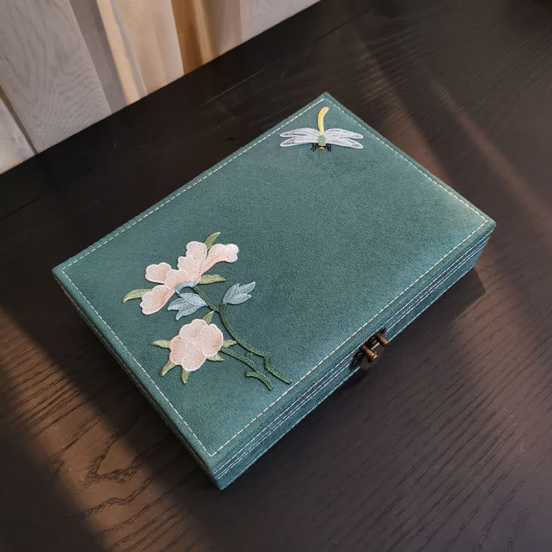 Buddha Stones Flowers Dragonfly Jewelry Box Organizer Single Layer Jewelry Storage Box Flannel Box - image 3