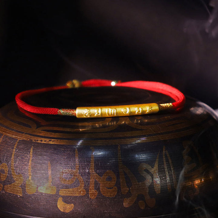 Buddha Stones Tibetan Buddhist Handmade Mani Mantra Lucky Red String Bracelet - image 3